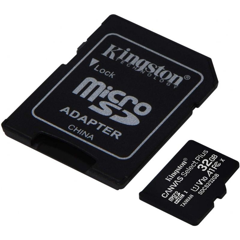 Tarjeta de Memoria Kingston CANVAS Select Plus 32GB microSD HC con Adaptador Clase 10 100MBs