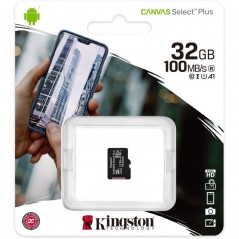 Tarjeta de Memoria Kingston CANVAS Select Plus 32GB microSD HC Clase 10 100MBs