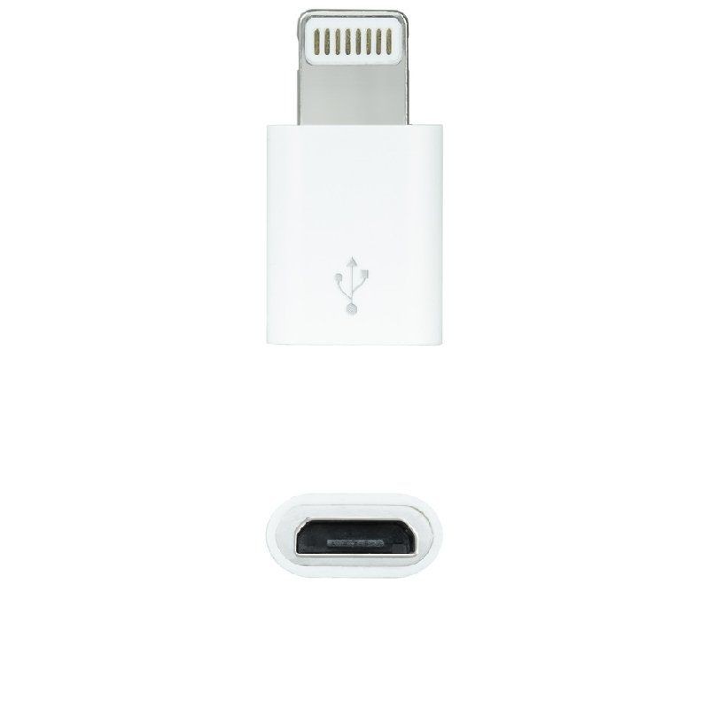 Adaptador Micro USB 2.0 Lightning Nanocable 10.10.4100 Micro USB Hembra - Lightning Macho Blanco