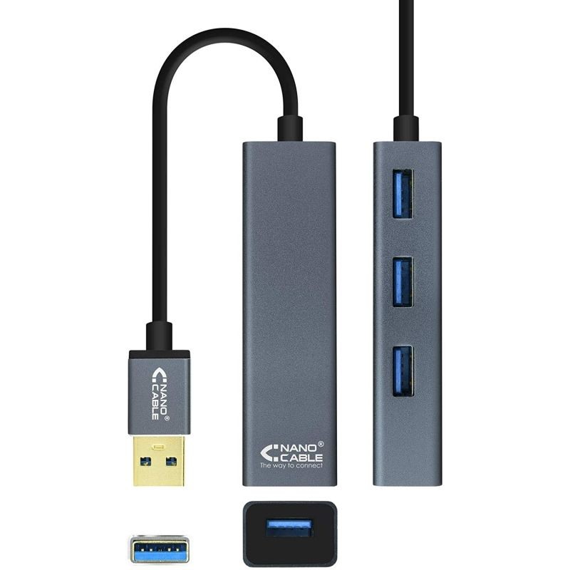 Hub USB 3.0 Nanocable 10.16.4402 4 Puertos USB Gris