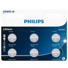 Pack de 6 Pilas de Botón Philips CR2032 3V