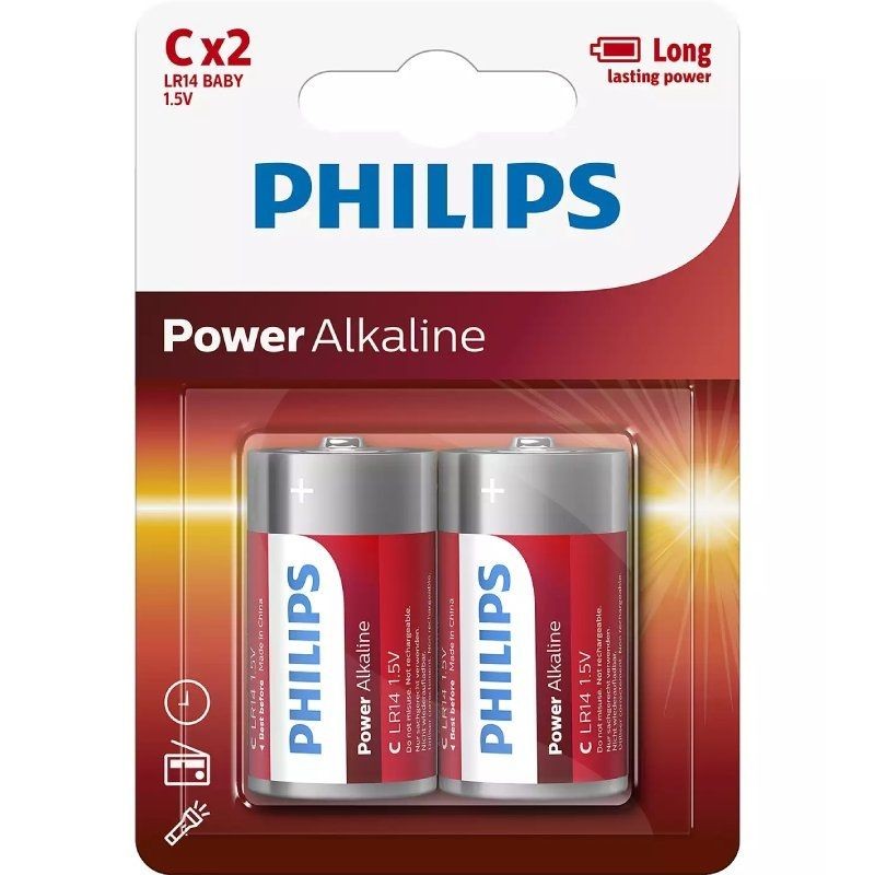 Pack de 2 Pilas C Philips LR14P2B 10 1.5V Alcalinas