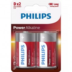 Pack de 2 Pilas D Philips LR20P2B 10 1.5V Alcalinas