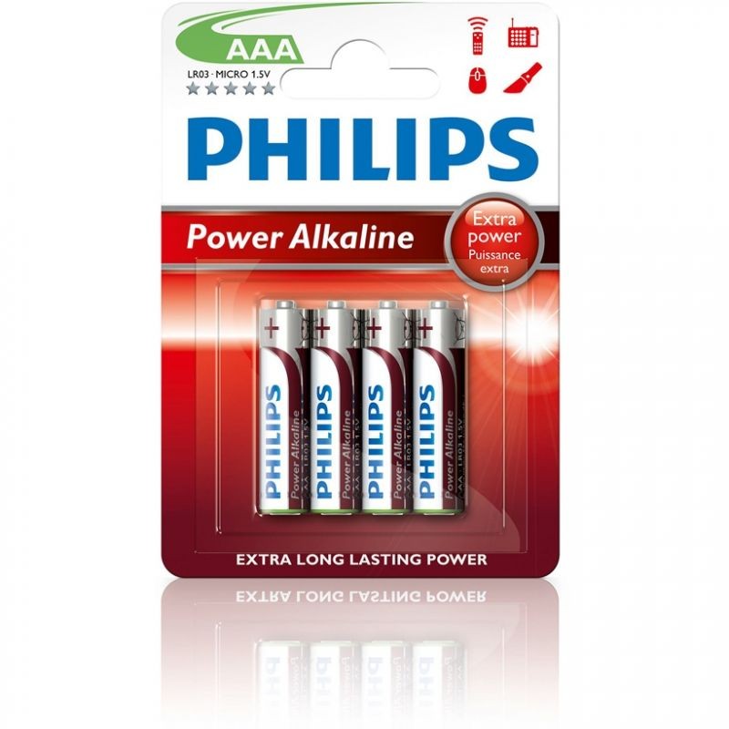 Pack de 4 Pilas AAA Philips LR03P4B 10 1.5V Alcalinas
