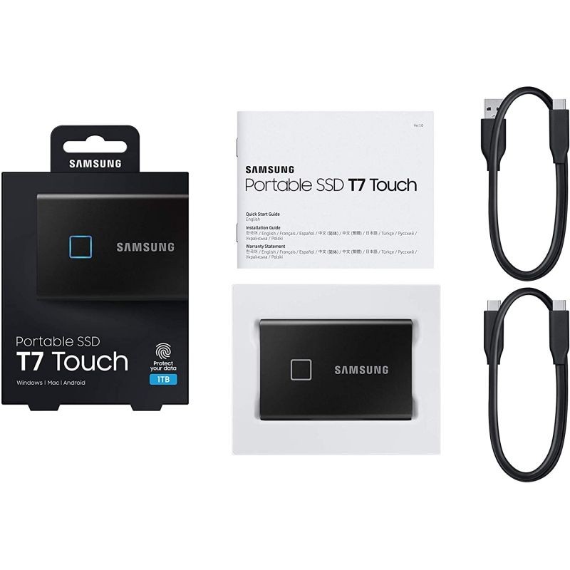 Disco Externo SSD Samsung Portable T7 Touch 1TB USB 3.2 Negro