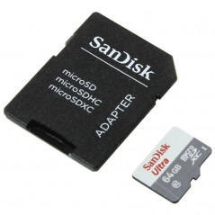 Tarjeta de Memoria SanDisk Ultra 64GB microSD XC con Adaptador Clase 10 100MB s