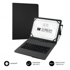 Funda con Teclado Subblim Keytab Pro USB para Tablets de 10.1 Negra