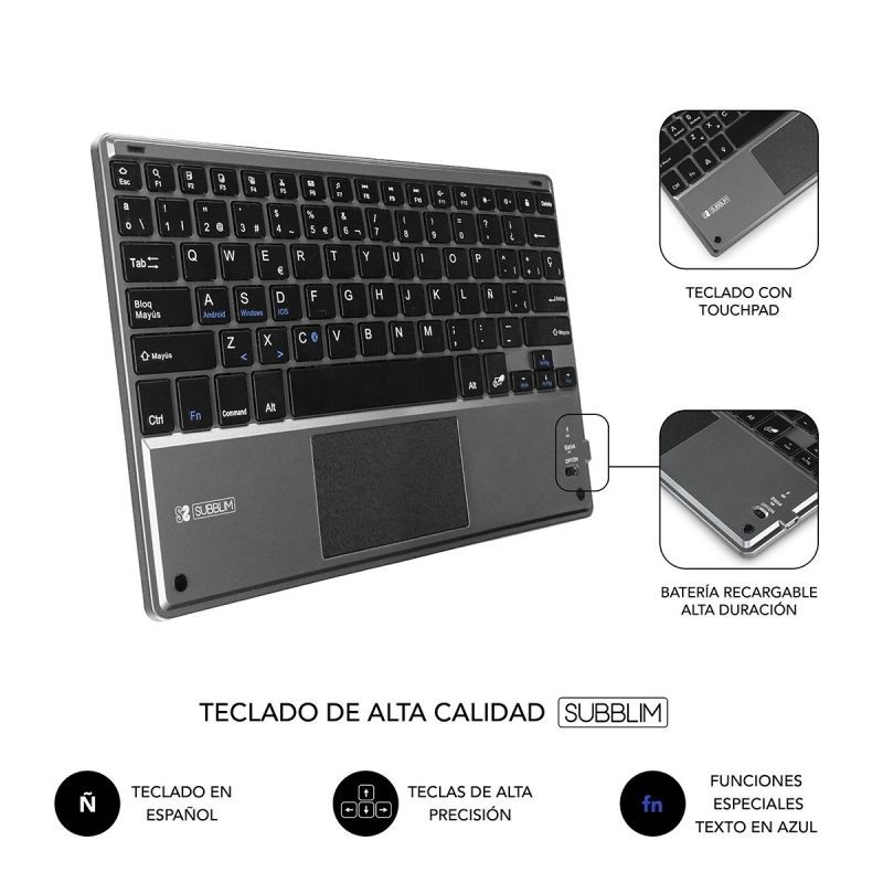 Funda con Teclado Subblim Keytab Pro Bluetooth Touchpad para Tablets de 10.1 Negra