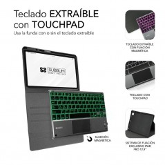 Funda con Teclado Subblim Keytab Pro BL Bluetooth Touchpad para iPad Pro 12.9 2021-20 Negra