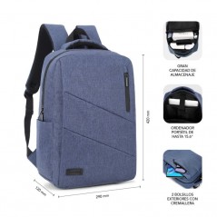 Mochila Subblim City Backpack para Portátiles hasta 15.6 Puerto USB Azul
