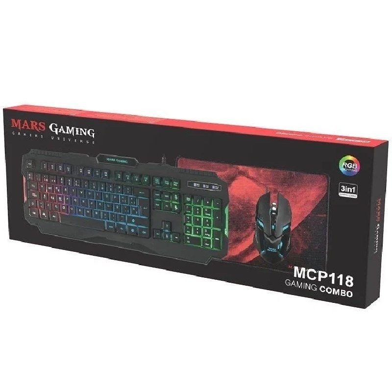 Pack Gaming Mars Gaming MCP118 Teclado Ratón Óptico Alfombrilla