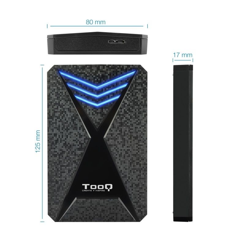 Caja Externa Gaming para Disco Duro de 2.5 TooQ TQE-2550BL USB 3.1 Sin tornillos